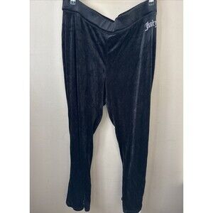 Juicy Couture Women’s XXL Black Velvet Rhinestone Logo Sweatpants